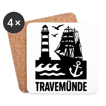 Travemünde Ostsee - Untersetzer (4er-Set) - Weiß - Vorne