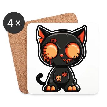 Chat Halloween Bande dessinée drôle - Dessous de verre (lot de 4) - blanc - Devant