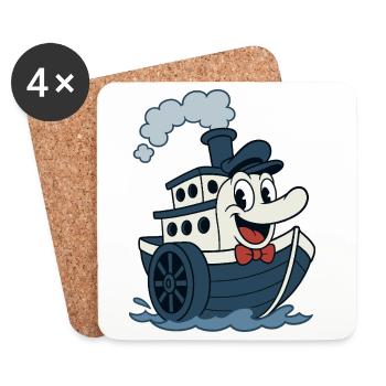Tolles Vintage-Boot im alten BD-Stil - Untersetzer (4er-Set) - Weiß - Vorne