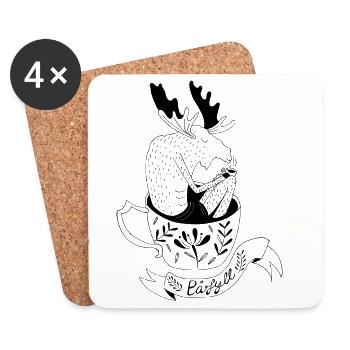 Norweger Elch liebt Kaffee - Untersetzer (4er-Set) - Weiß - Vorne