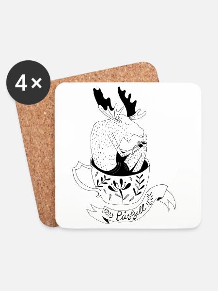 Norweger Elch liebt Kaffee - Untersetzer (4er-Set) - Weiß