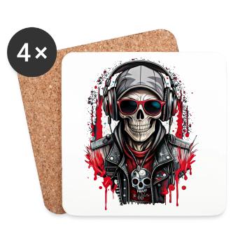 Skull Kopfhörer & Skull Rock Schwimmbrille - Untersetzer (4er-Set) - Weiß - Vorne