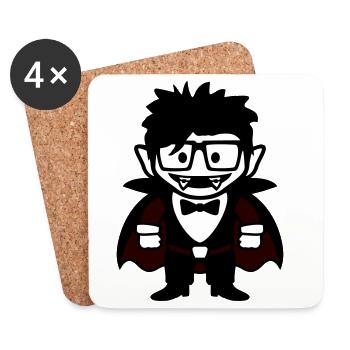 Funny Nerd Vampire with Glasses and Bow Tie - Coasters (set of 4) - white - Front