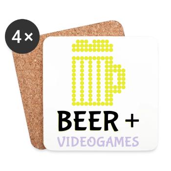 Pixel-Bier-Videospiele - Untersetzer (4er-Set) - Weiß - Vorne