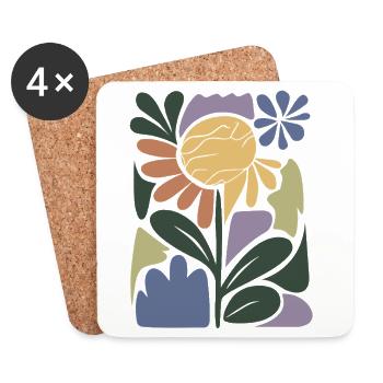 Colourful flower composition - Coasters (set of 4) - white - Front