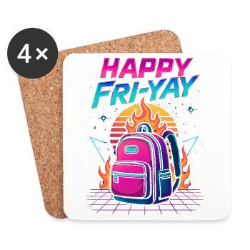 Happy Friday, Yay, Friday, Lover, Friyay - Coasters (set of 4) - white - Front
