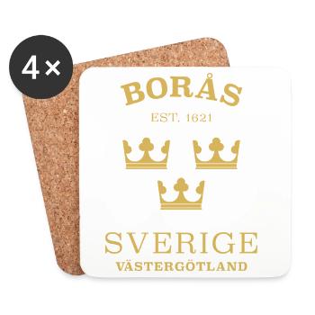 Boras, Sverige, Suède - Dessous de verre (lot de 4) - blanc - Devant