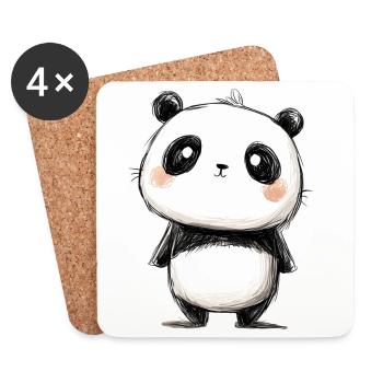 little panda drawing - Coasters (set of 4) - white - Front