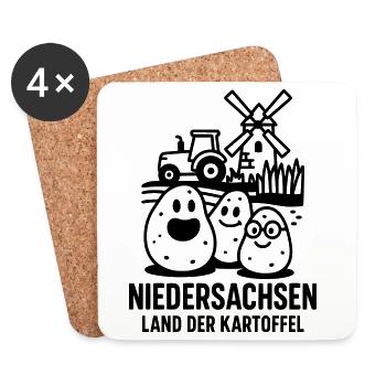 Niedersachsen Land der Kartoffel - Untersetzer (4er-Set) - Weiß - Vorne