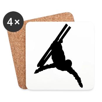 Acrobatie à ski - Dessous de verre (lot de 4) - blanc - Devant