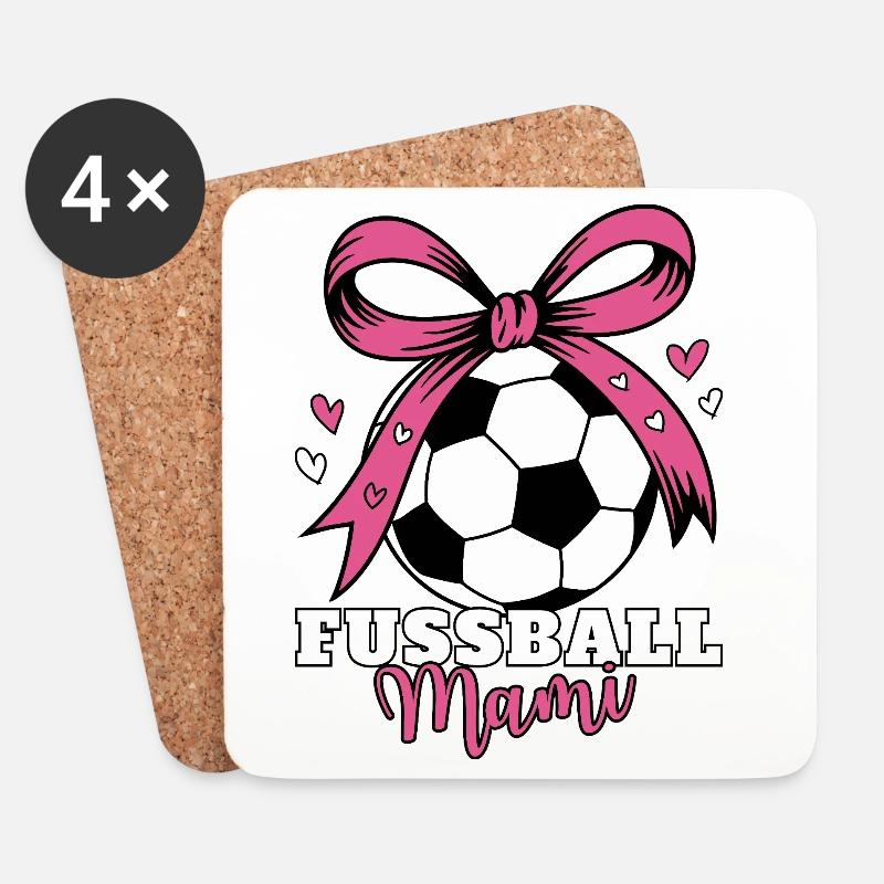 Fußball Mami Pink Schleife - Untersetzer (4er-Set) - Weiß