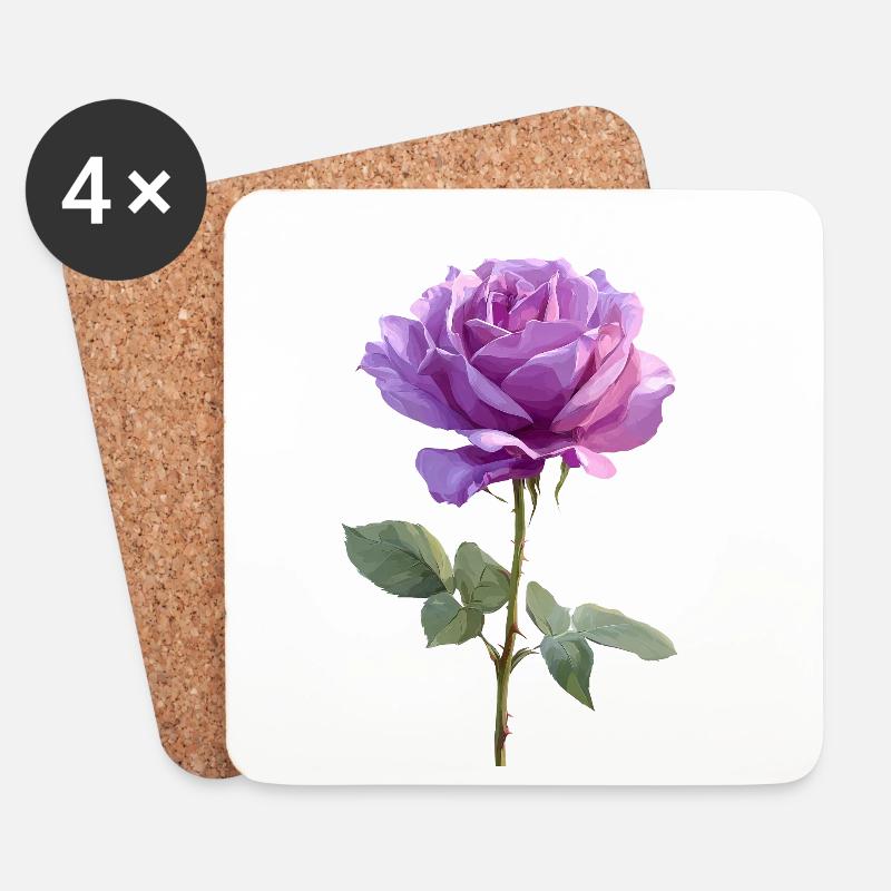Violette Lila Rose - Untersetzer (4er-Set) - Weiß