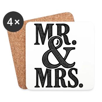 MR. & MRS - Romantic Wedding - Newlyweds - Coasters (set of 4) - white - Front