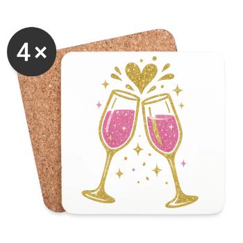 Golden Glass Kisses Prosecco Celebration - Coasters (set of 4) - white - Front