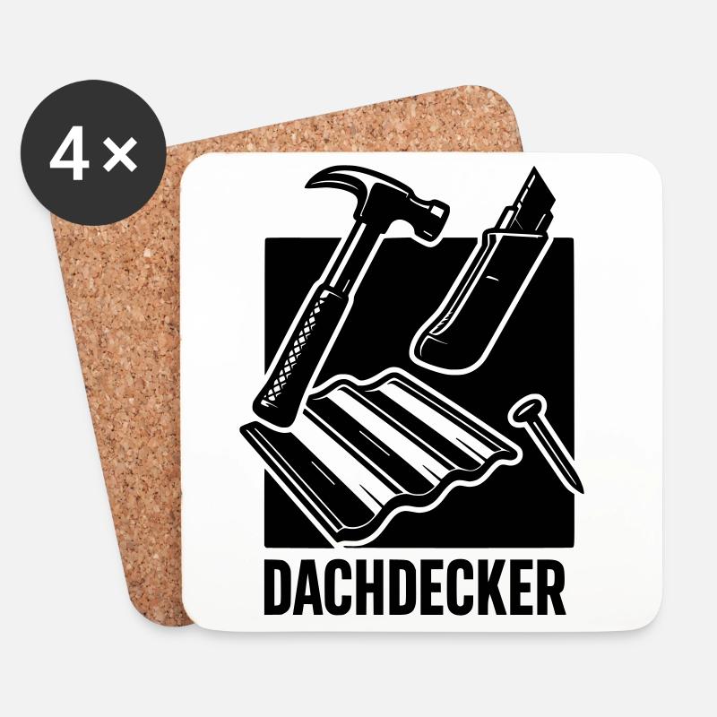 Dachdecker Werkzeug  - Untersetzer (4er-Set) - Weiß