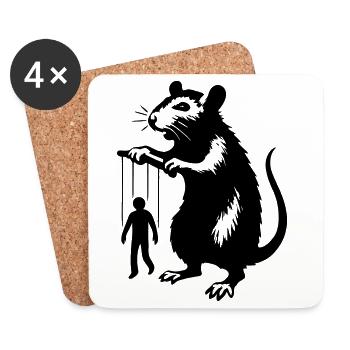 Rat with human puppet - Coasters (set of 4) - white - Front