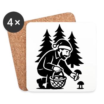 Cueilleur de champignons - Cueillette de champignons de Noël aux cèpes - Dessous de verre (lot de 4) - blanc - Devant