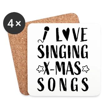 I love singing X-mas Songs - Christmas Music - Coasters (set of 4) - white - Front