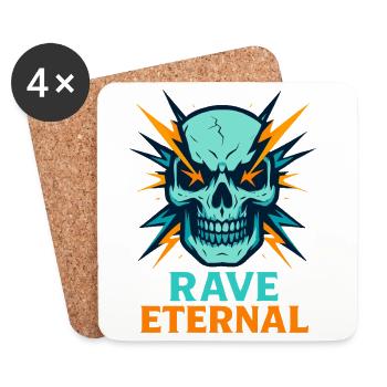 Rave Eternal – Schädel-Energie - Untersetzer (4er-Set) - Weiß - Vorne