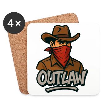 Bandana de cow-boy hors-la-loi western - Dessous de verre (lot de 4) - blanc - Devant