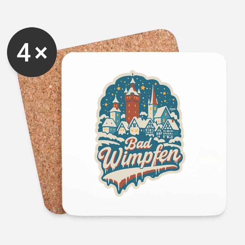 Bad Wimpfen Winterlandschaft   - Untersetzer (4er-Set) - Weiß