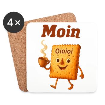 Moin Biscuit Cartoon Coffee Motif - Coasters (set of 4) - white - Front