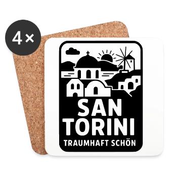 santorin griechenland san torini urlaub souvenir - Untersetzer (4er-Set) - Weiß - Vorne
