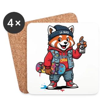 Red Panda Skate Crew Streetwear - Dessous de verre (lot de 4) - blanc - Devant