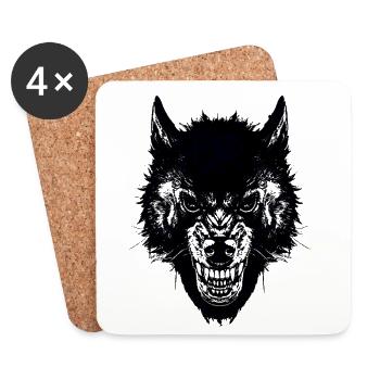 loup - Dessous de verre (lot de 4) - blanc - Devant