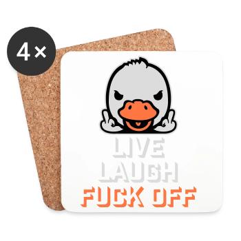Goose Live Laugh Duck Off Sunglasses Middle Finger - Coasters (set of 4) - white - Front