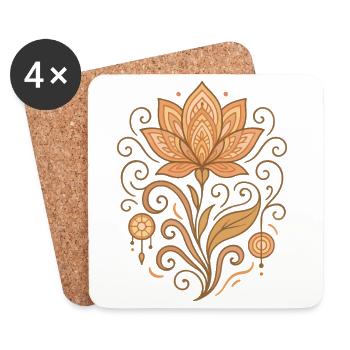 Mandala en fil de lotus doré - Dessous de verre (lot de 4) - blanc - Devant