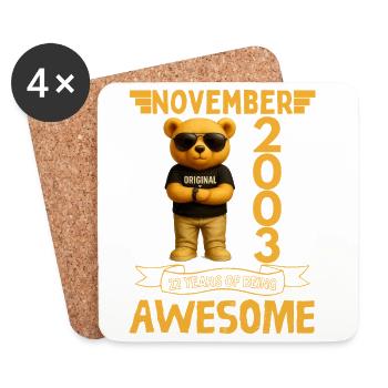 November 2003, 22 Years of Being Awesome - Dessous de verre (lot de 4) - blanc - Devant