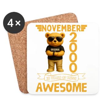November 2000, 25 Years of Being Awesome - Dessous de verre (lot de 4) - blanc - Devant