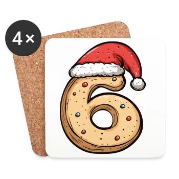 Biscuit de Noël à 6 chiffres - Dessous de verre (lot de 4) - blanc - Devant