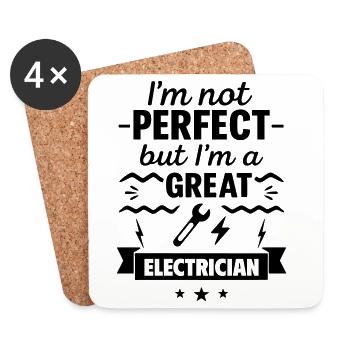Nicht perfekt aber ein super Elektriker - Untersetzer (4er-Set) - Weiß - Vorne