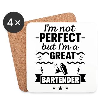 Nicht perfekt aber ein super Barkeeper - Untersetzer (4er-Set) - Weiß - Vorne