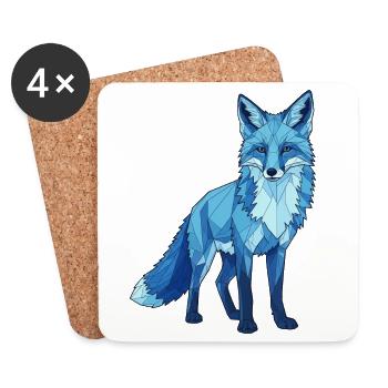 Blauer Polygonfuchs - Untersetzer (4er-Set) - Weiß - Vorne