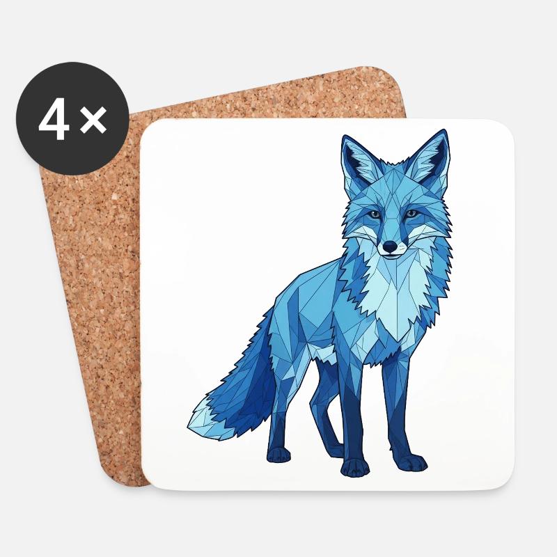 Blauer Polygonfuchs - Untersetzer (4er-Set) - Weiß