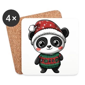 Noël Panda - Dessous de verre (lot de 4) - blanc - Devant