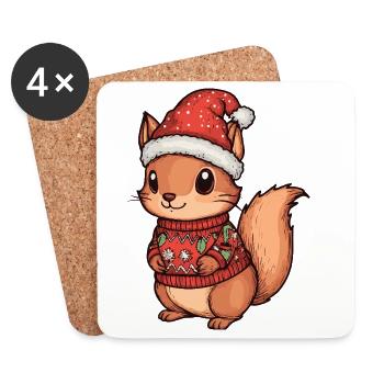 Squirrel Christmas - Coasters (set of 4) - white - Front