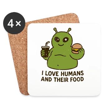 Un gastronome extraterrestre aime les humains - Dessous de verre (lot de 4) - blanc - Devant