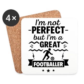 Not perfect, but a super football player - Coasters (set of 4) - white - Front
