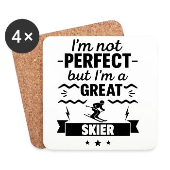 Not perfect, but a great skier - Coasters (set of 4) - white - Front