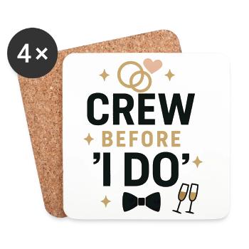 Crew before 'I Do' – Bachelor Party Crew Shirt - Coasters (set of 4) - white - Front