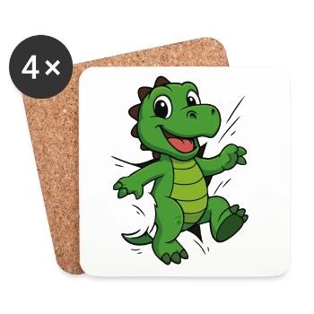 Comic Dino – Für echte Dinosaurier Fans - Untersetzer (4er-Set) - Weiß - Vorne