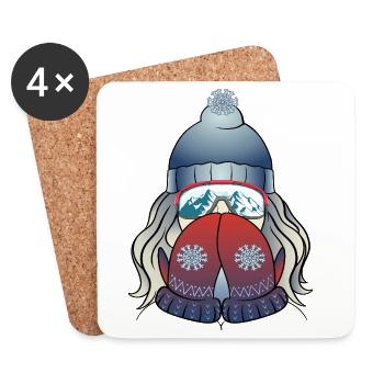    	 Wintermädchen mit Schneeflocke - Untersetzer (4er-Set) - Weiß - Vorne