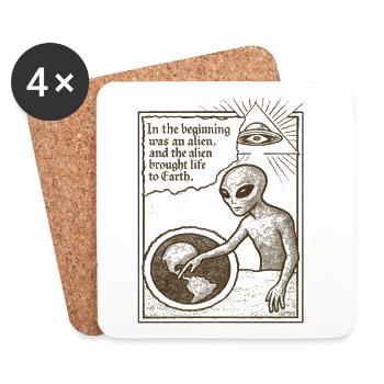 Alien Origin Theory Shirt für Sci-Fi und Art Lover - Untersetzer (4er-Set) - Weiß - Vorne