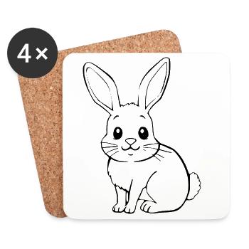 T-shirt lapin cadeau - Dessous de verre (lot de 4) - blanc - Devant