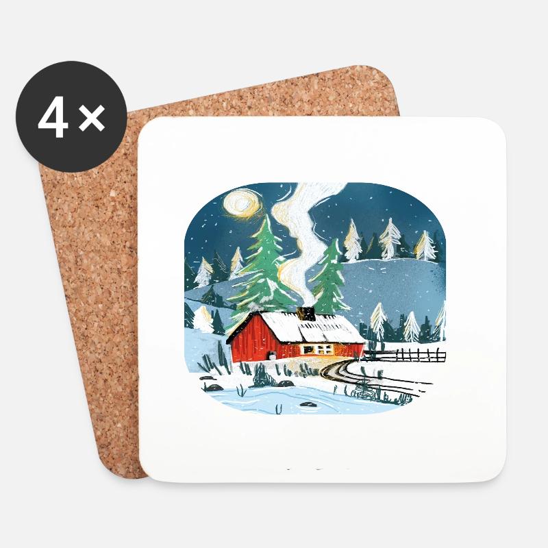 Winterlandschaft - Untersetzer (4er-Set) - Weiß