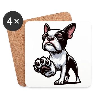 Boston Terrier Propriétaire du Boston Terrier Bosti - Dessous de verre (lot de 4) - blanc - Devant